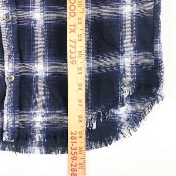 Jaywalker Blue White plaid Frayed Tunic NWT Size L - Picture 5 of 7